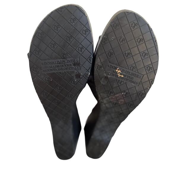 Y2K VTG. BLACK‎ CHUNKY LEATHER DONALD PLINER WEDGES SZ. 7 EUC - Picture 8 of 8